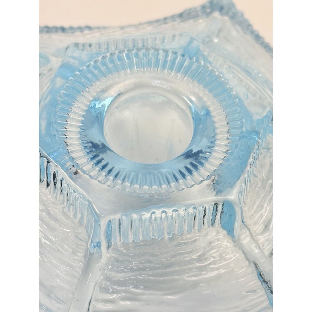 Taper Candle Holder LE Smith Pagoda Light Ice Blue Textured Glass Candleholder - Picture 7 of 16